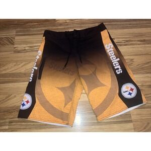 NFL Pittsburgh Steelers Board Shorts Size 32‎ Mens Swim Trunks Black Gold
